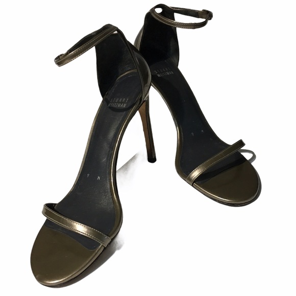 Stuart Weitzman Metallic Nudistsong Heel Sandals Size 8 - Picture 5 of 11